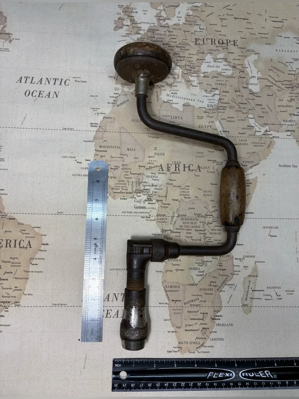 Vintage•Bit & Brace•Manual Hand Drill•Reversible Ratcheting•Old Man•Functional
